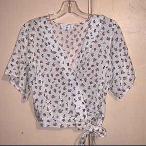 whit almost new floral crop top size medium